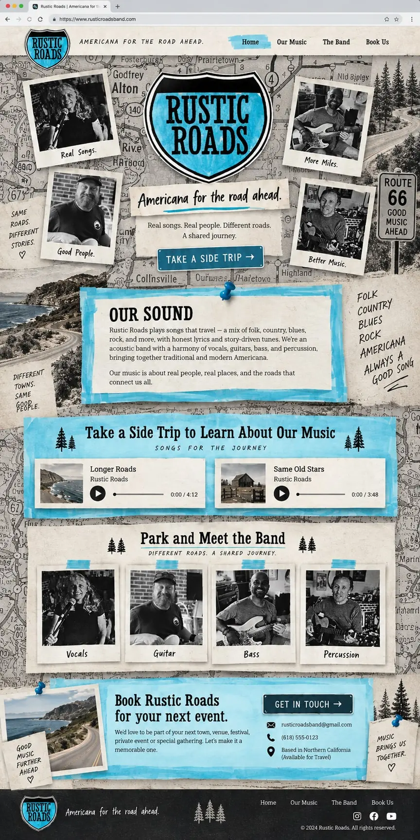The Road Map: the concept mockup for Rustic Roads Band
